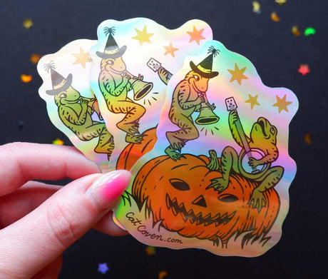 Halloween Frogs Holographic Sticker