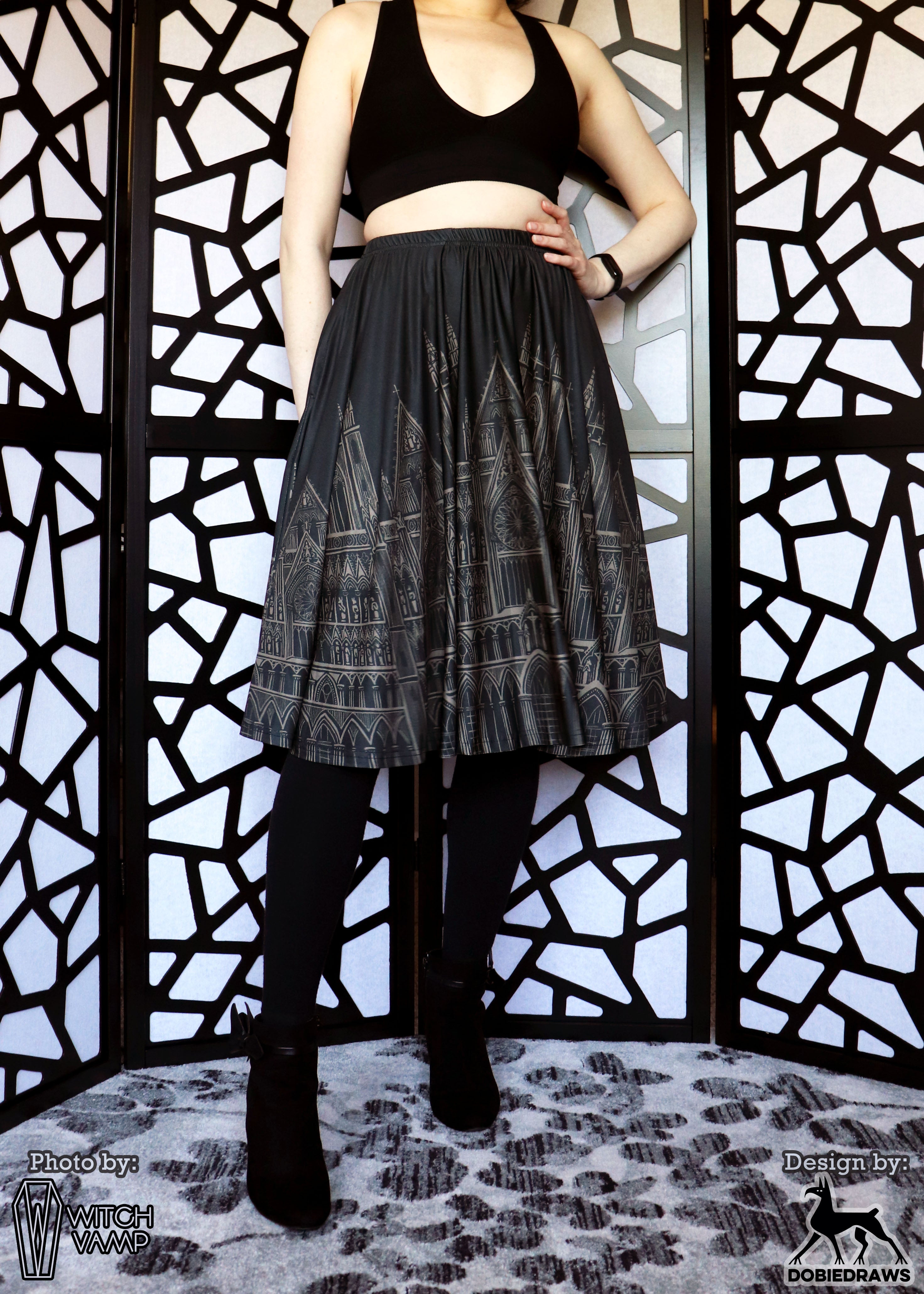 Dark Cathedral Midi Skirt with Pockets – Witch Vamp