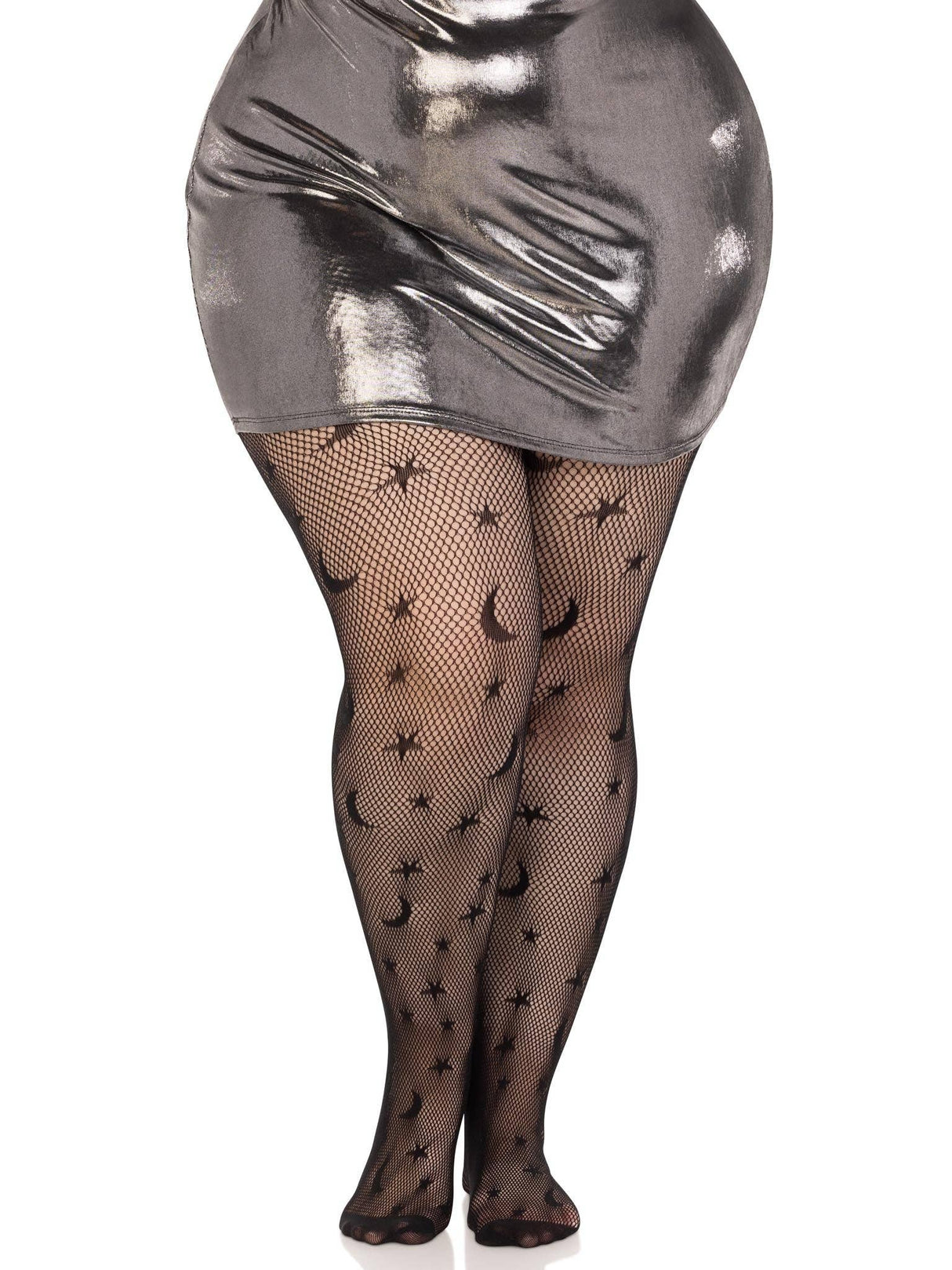Black Celestial Plus Fishnet Tights (One Size Plus)