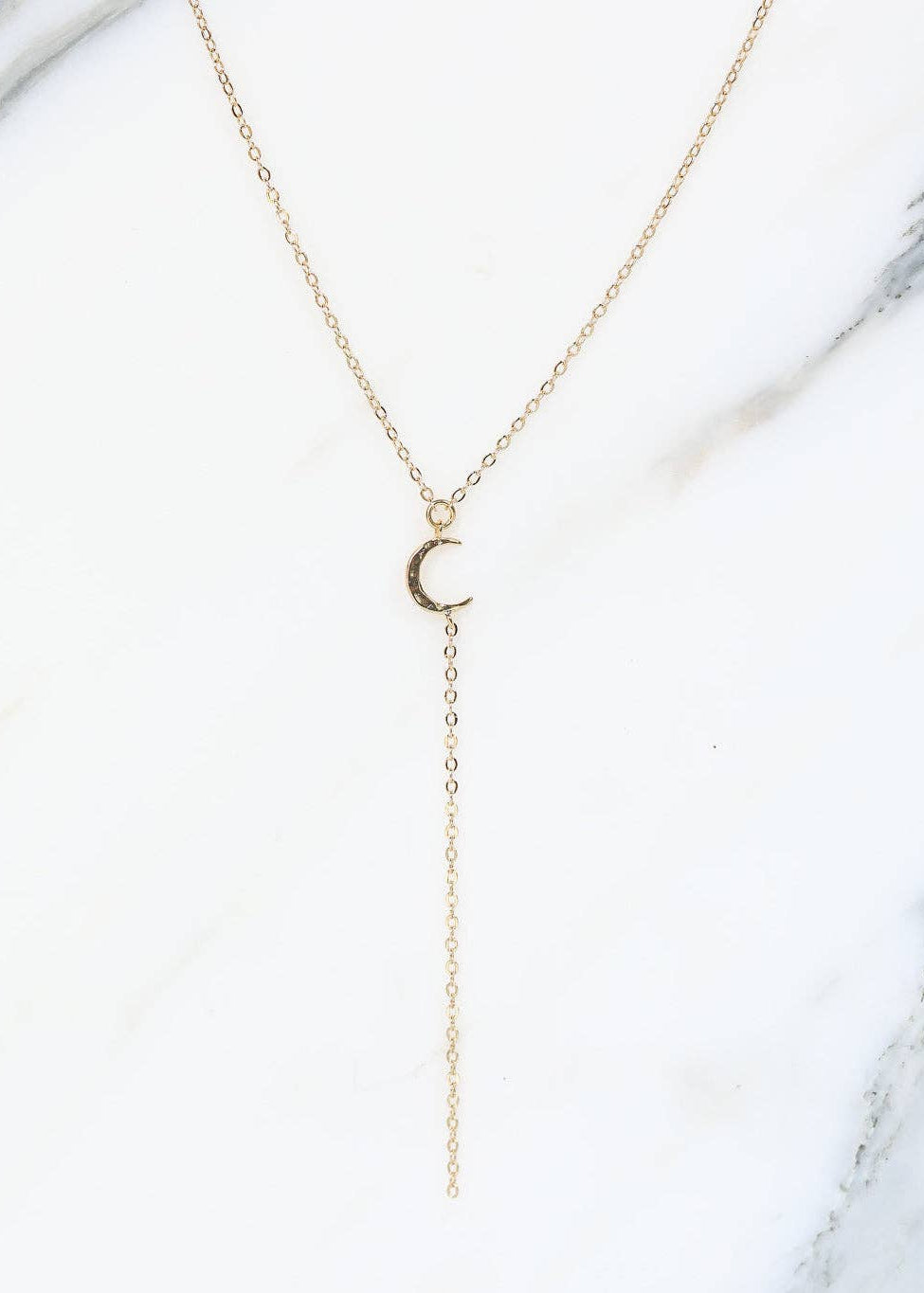 Hammered Moon Lariat Necklace