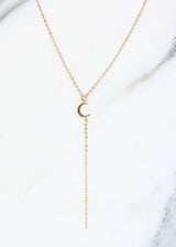 Hammered Moon Lariat Necklace