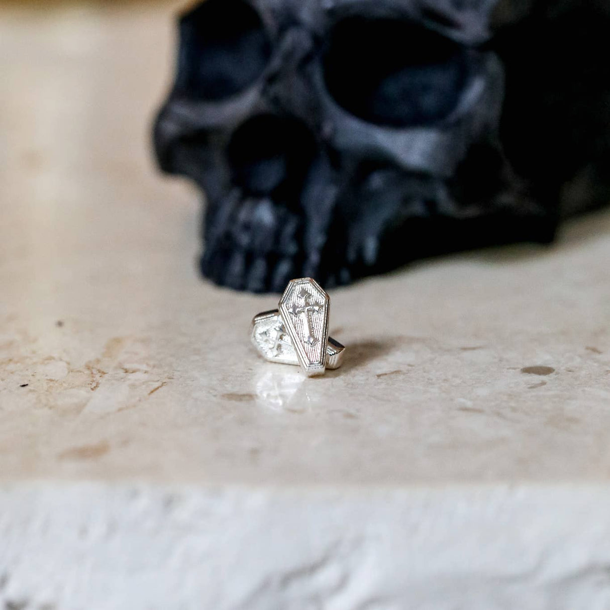 Coffin Stud Earrings - Gold / Silver