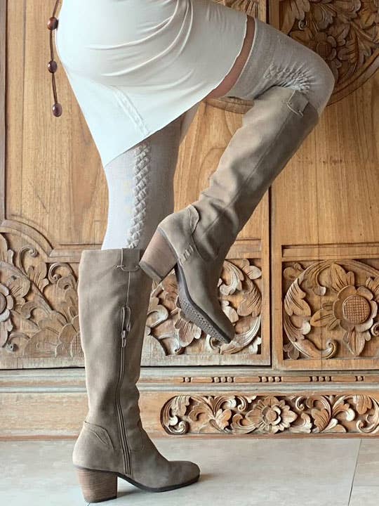 Cream Cable Knit Over the Knee Socks