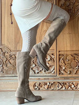 Cream Cable Knit Over the Knee Socks