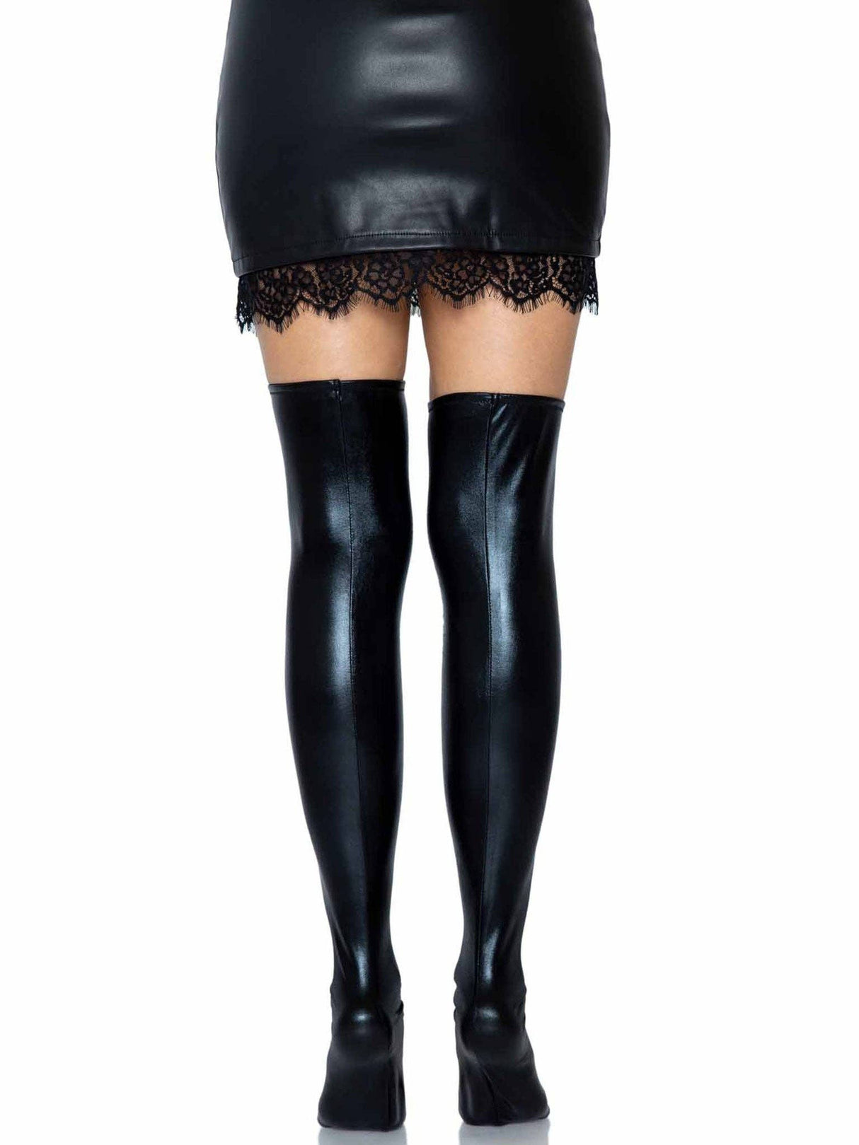 Black Wet Look Thigh Highs