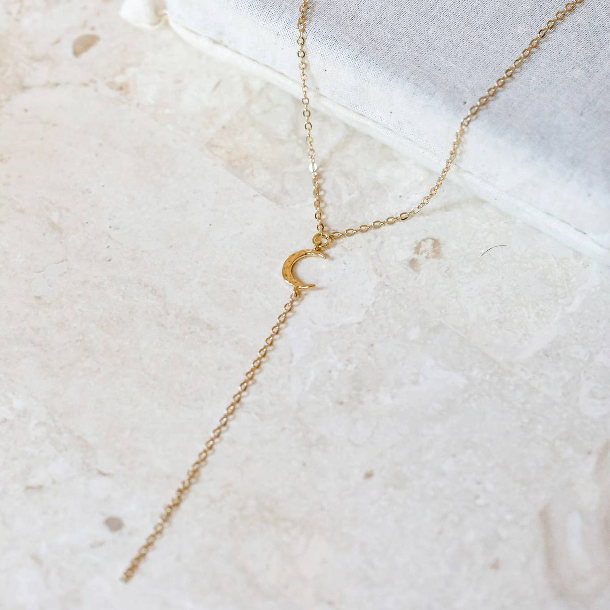 Hammered Moon Lariat Necklace
