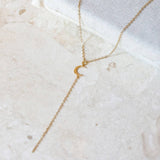 Hammered Moon Lariat Necklace