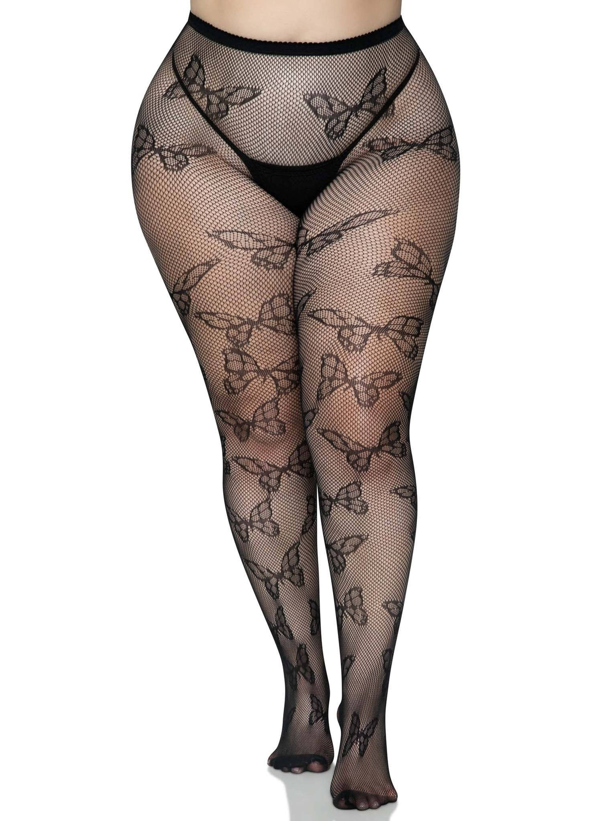 Black Butterfly Fishnet Tights (One Size Plus)