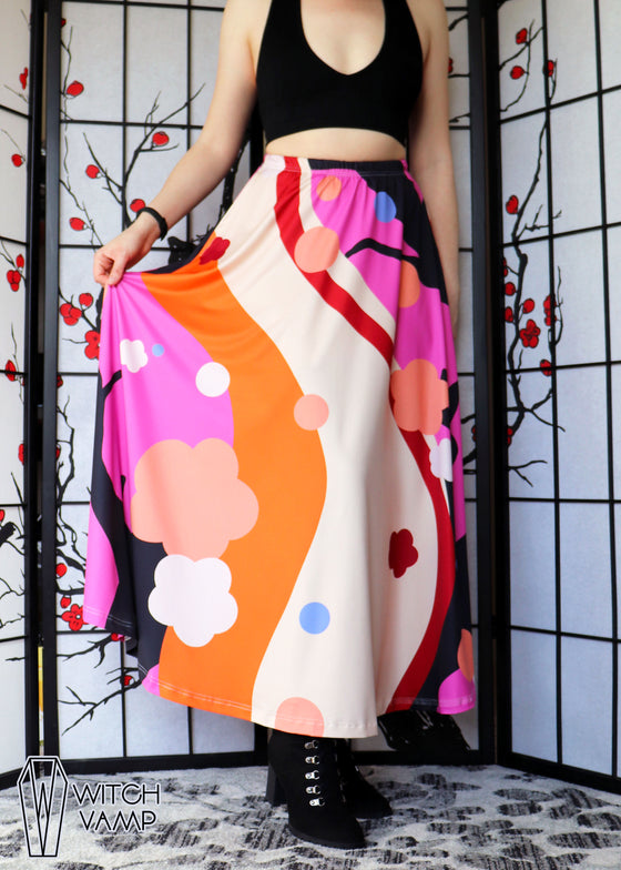 Flower Pop Maxi Skirt with Pockets