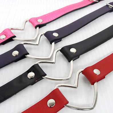 Red Leather Heart Collar