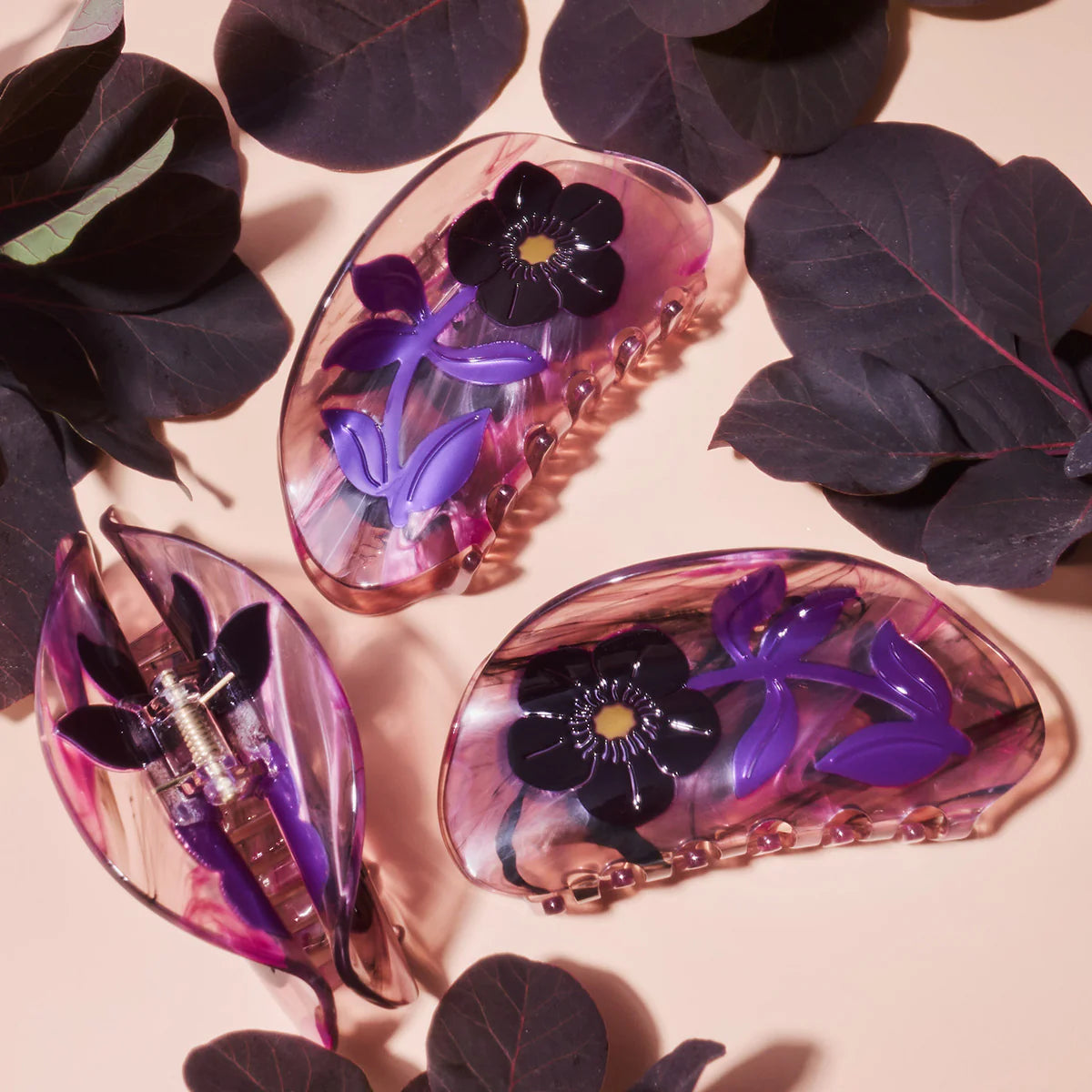 Dark Purple Hellebore Hair Claw