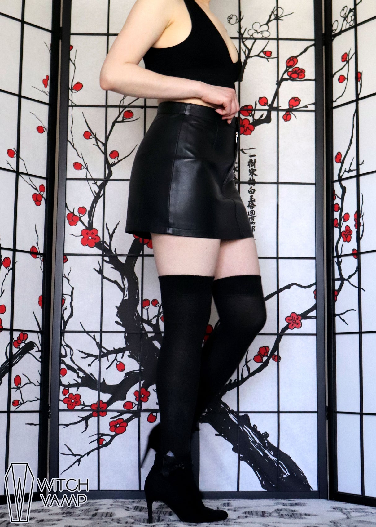 Black Leather Classic Mini Skirt