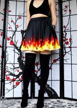 Passion's Flame Skater Skirt with Pockets