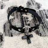 [Kookie Intl] Black Patent Leather Collar with Cross