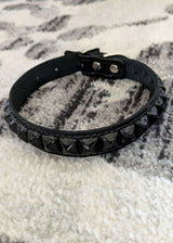 [Kookie Intl] Black Patent Leather Collar with Black Pyramid Studs