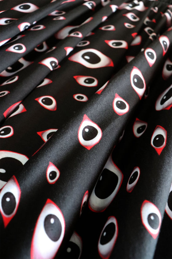 Creepy Eyes Midi Skirt With Pockets