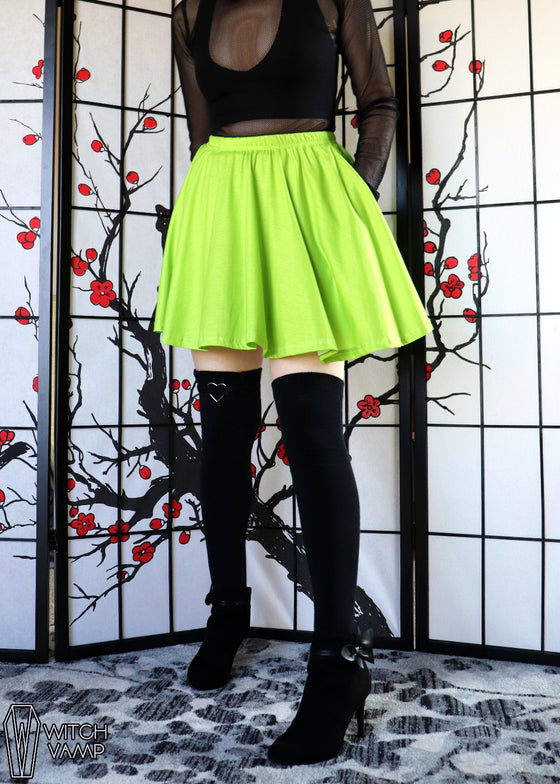 Chartreuse Skater Skirt with Pockets [RETIRED]