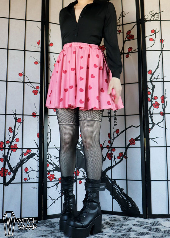 Broken Heart Skater Skirt with Pockets
