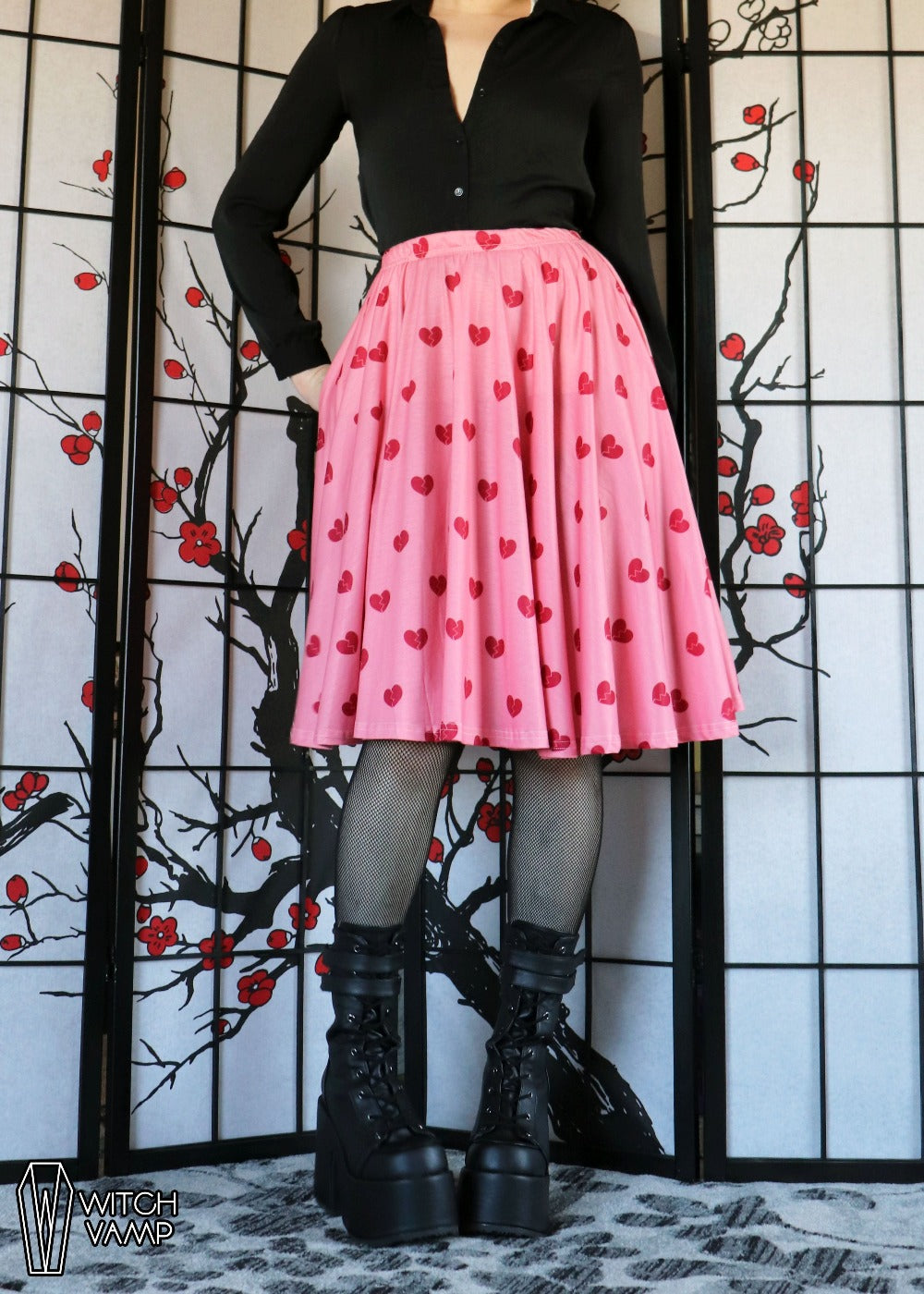 Pink heart hotsell midi skirt