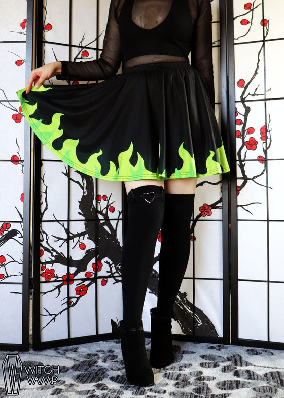 Jealous Flame Skater Skirt with Pockets