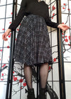 Grey Plaid Midi Skirt With Pockets