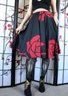 Red Rose Midi Skirt With Pockets