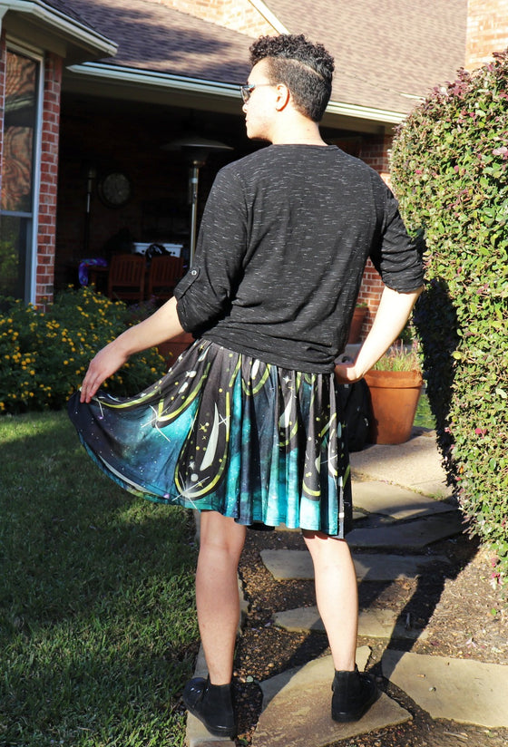 Dark Galaxy Skater Skirt With Pockets [Only B & C Sizes Left]