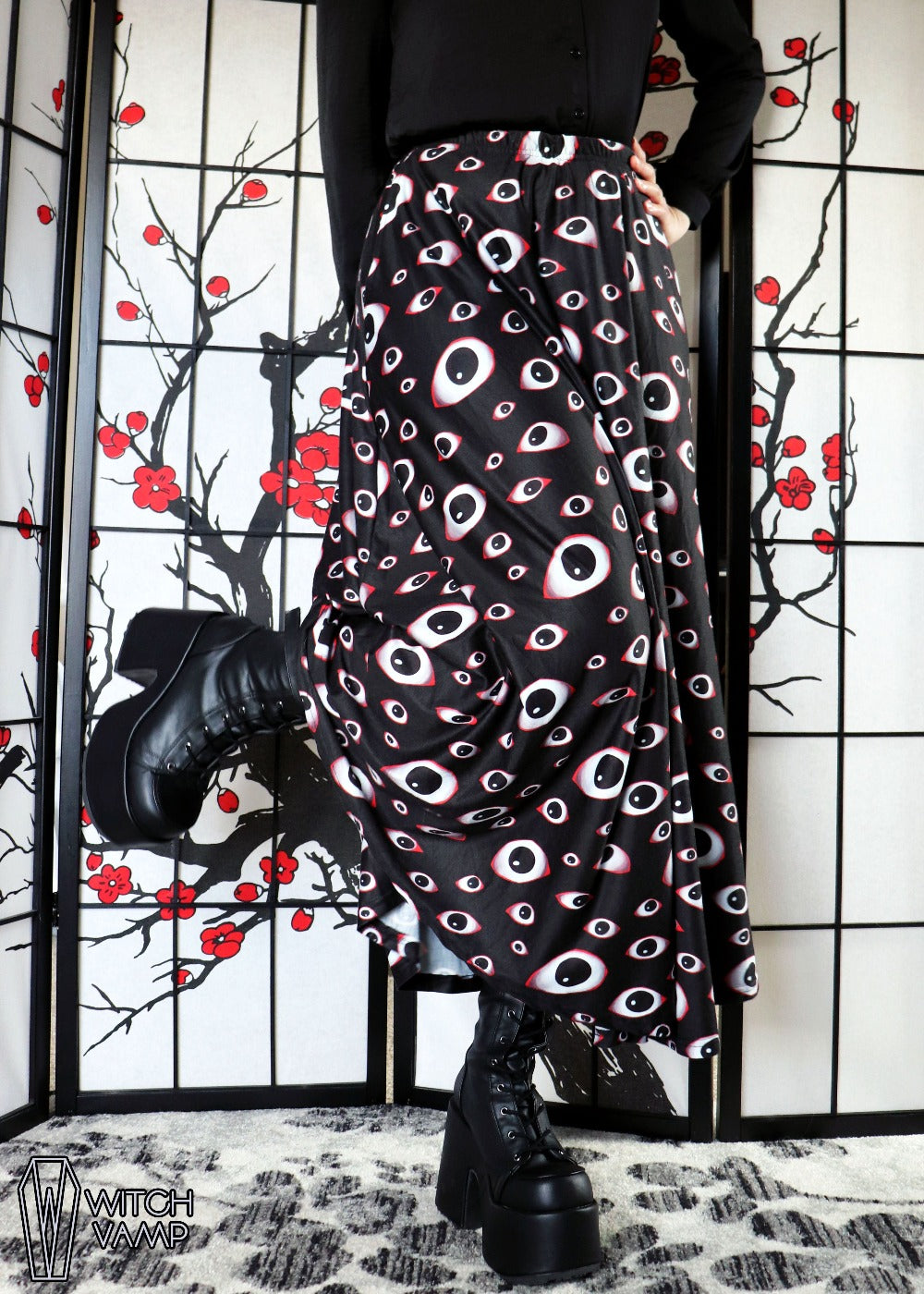 Creepy Eyes Maxi Skirt with Pockets – Witch Vamp