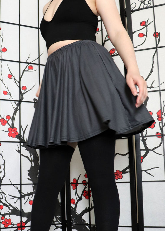 Grey Skater Skirt with Pockets