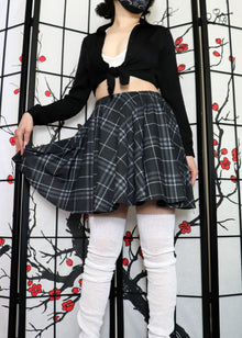  Grey Plaid Skater Skirt with Pockets [Only D Size Left]