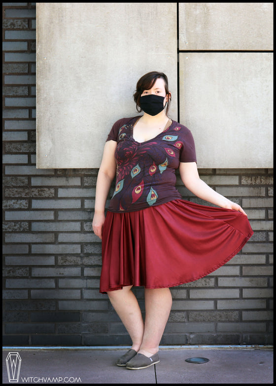 Red Skater Skirt with Pockets