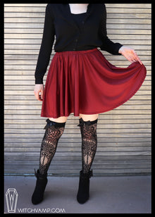  Red Skater Skirt with Pockets