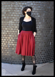  Red Midi Skirt With Pockets