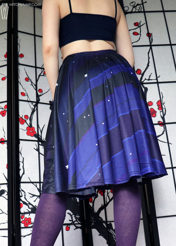 Pixel Night Sky Midi Skirt With Pockets