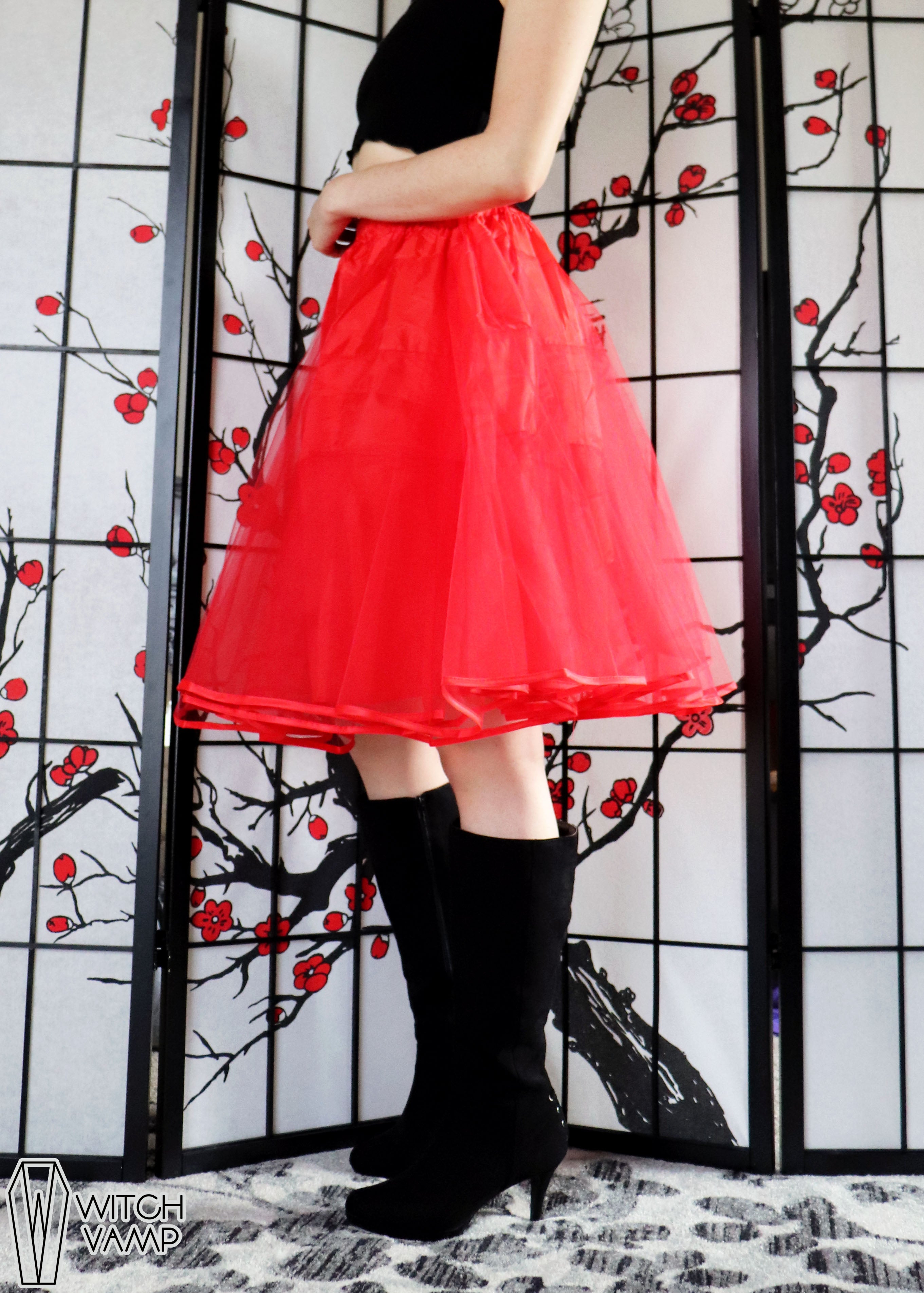 Red Knee Length Petticoat