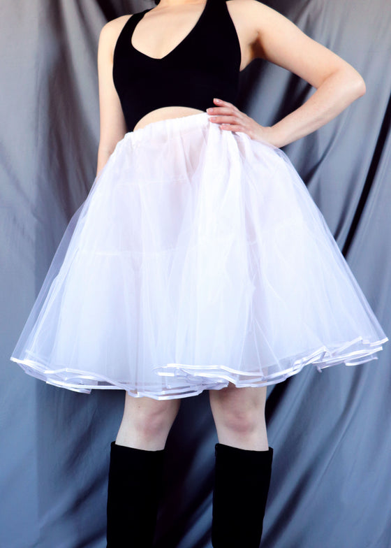 Petticoat for Skirts - Knee Length - White [Only A & D Sizes Left]